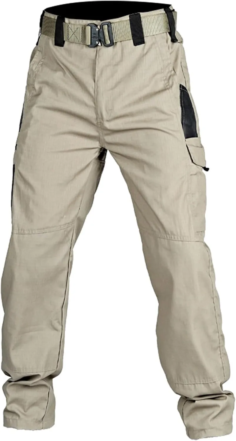 Tactical Pants for Men Slim Fit High Stretch Multi-Pocket Durable Cargo Pants Water Proof Elastic Waist Work Pants
