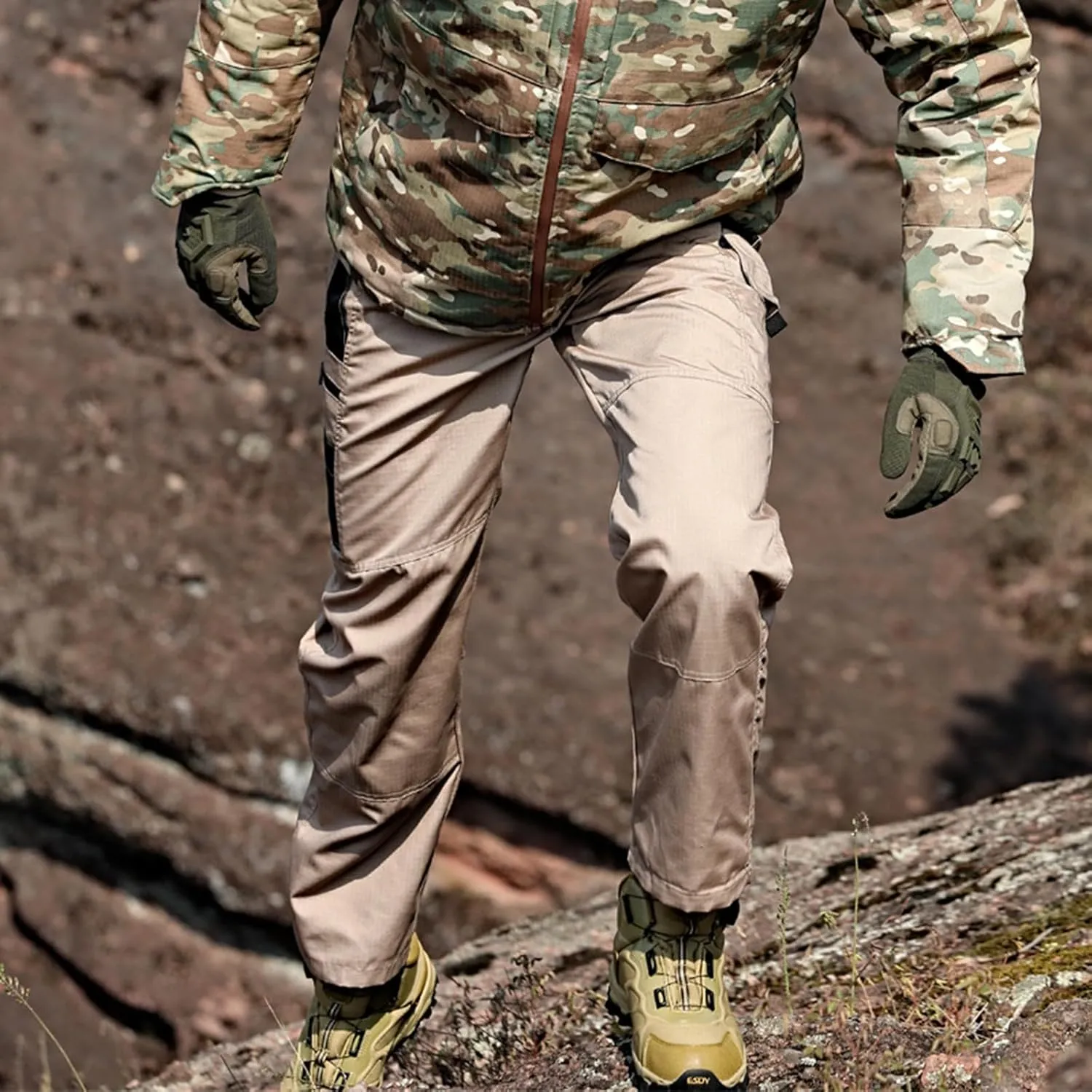 Tactical Pants for Men Slim Fit High Stretch Multi-Pocket Durable Cargo Pants Water Proof Elastic Waist Work Pants