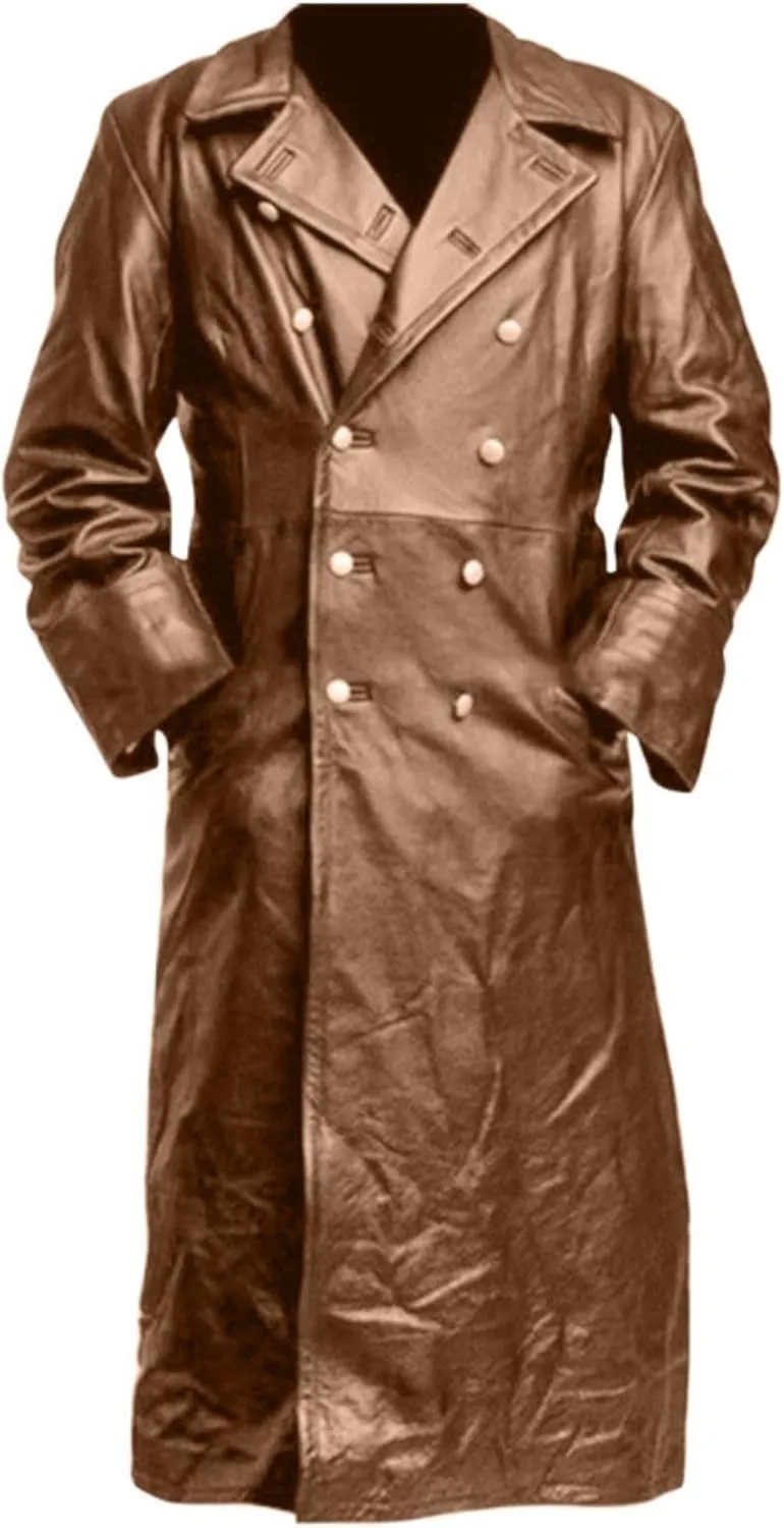 Thatrich Mens Winter Motorcycle Jacket Long Faux Leather Coat Moto Bomber Jacket Steampunk Overcoat Vintage Windbreaker Coats