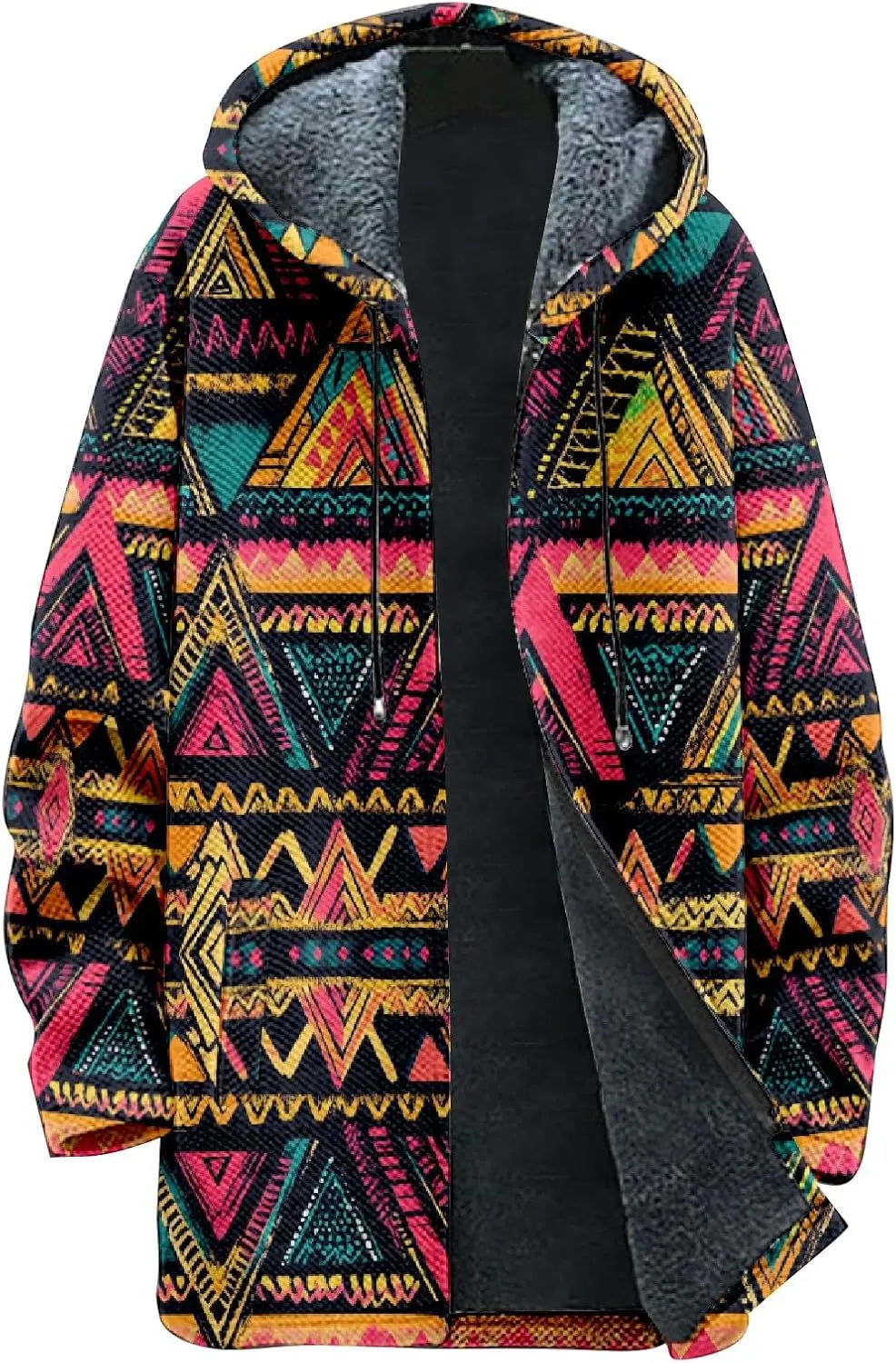 Winter Jackets for Men Thickened Hoodies Long Sleeve Prints Fashion Zip Up Vintage Long Cotton Coats