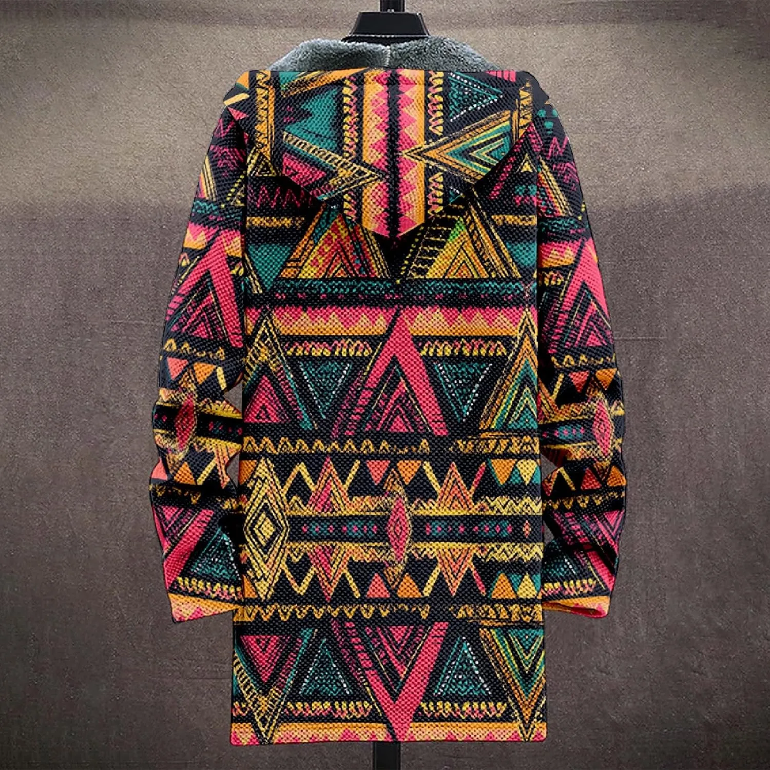 Winter Jackets for Men Thickened Hoodies Long Sleeve Prints Fashion Zip Up Vintage Long Cotton Coats