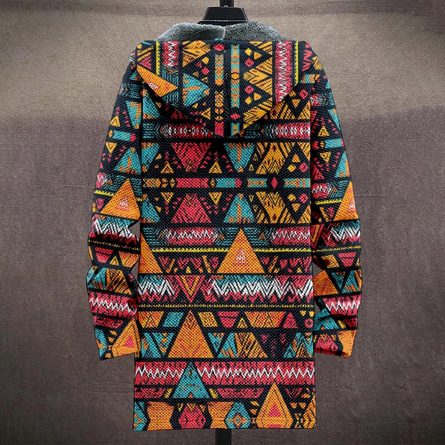 Winter Jackets for Men Thickened Hoodies Long Sleeve Prints Fashion Zip Up Vintage Long Cotton Coats