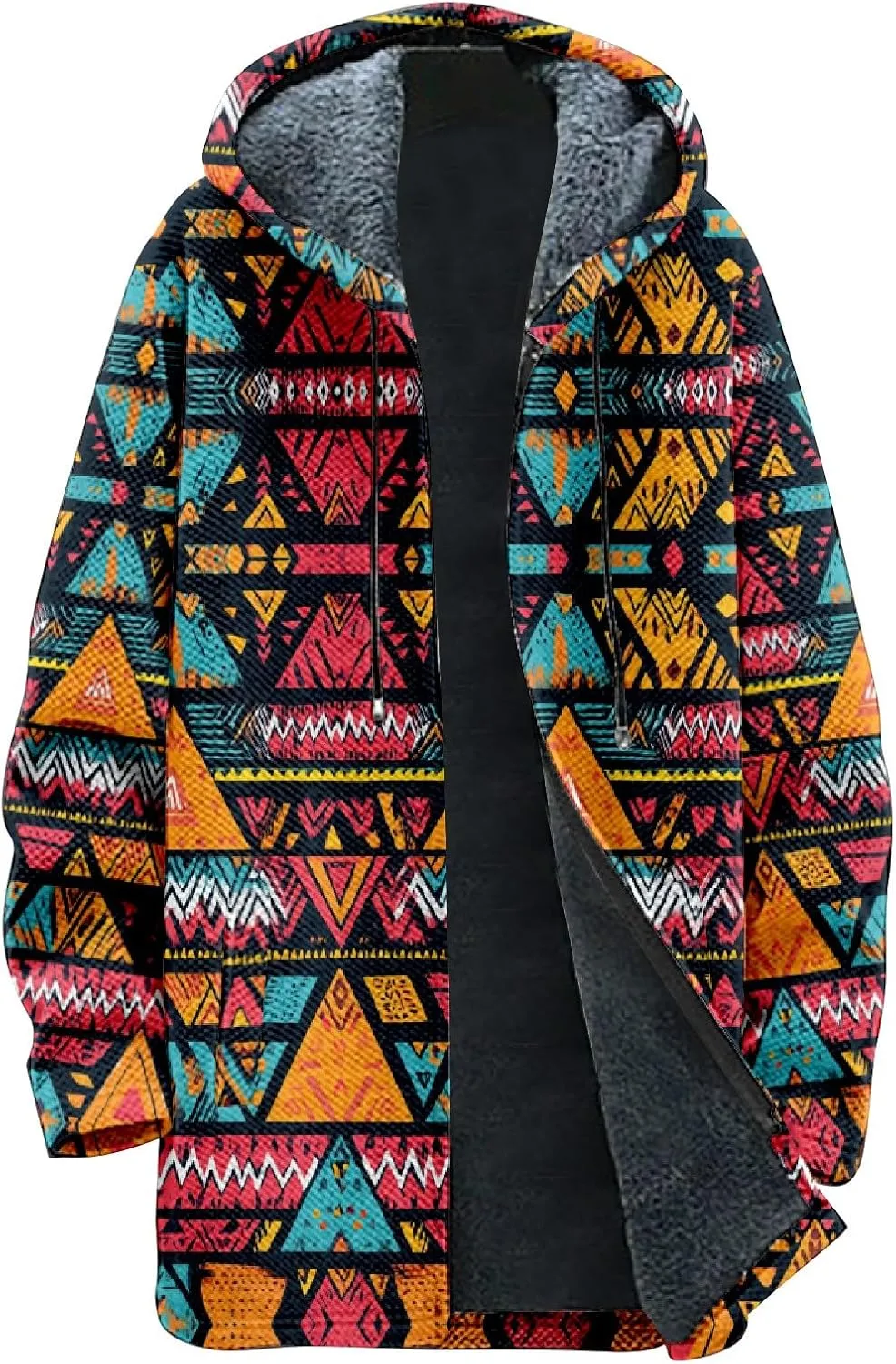 Winter Jackets for Men Thickened Hoodies Long Sleeve Prints Fashion Zip Up Vintage Long Cotton Coats