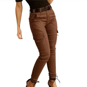 Women's Stretchy Tactical Cargo Pants High Waisted Casual Joggers Plus Size Skinny Trousers Cargo Pants with 6 Pockets